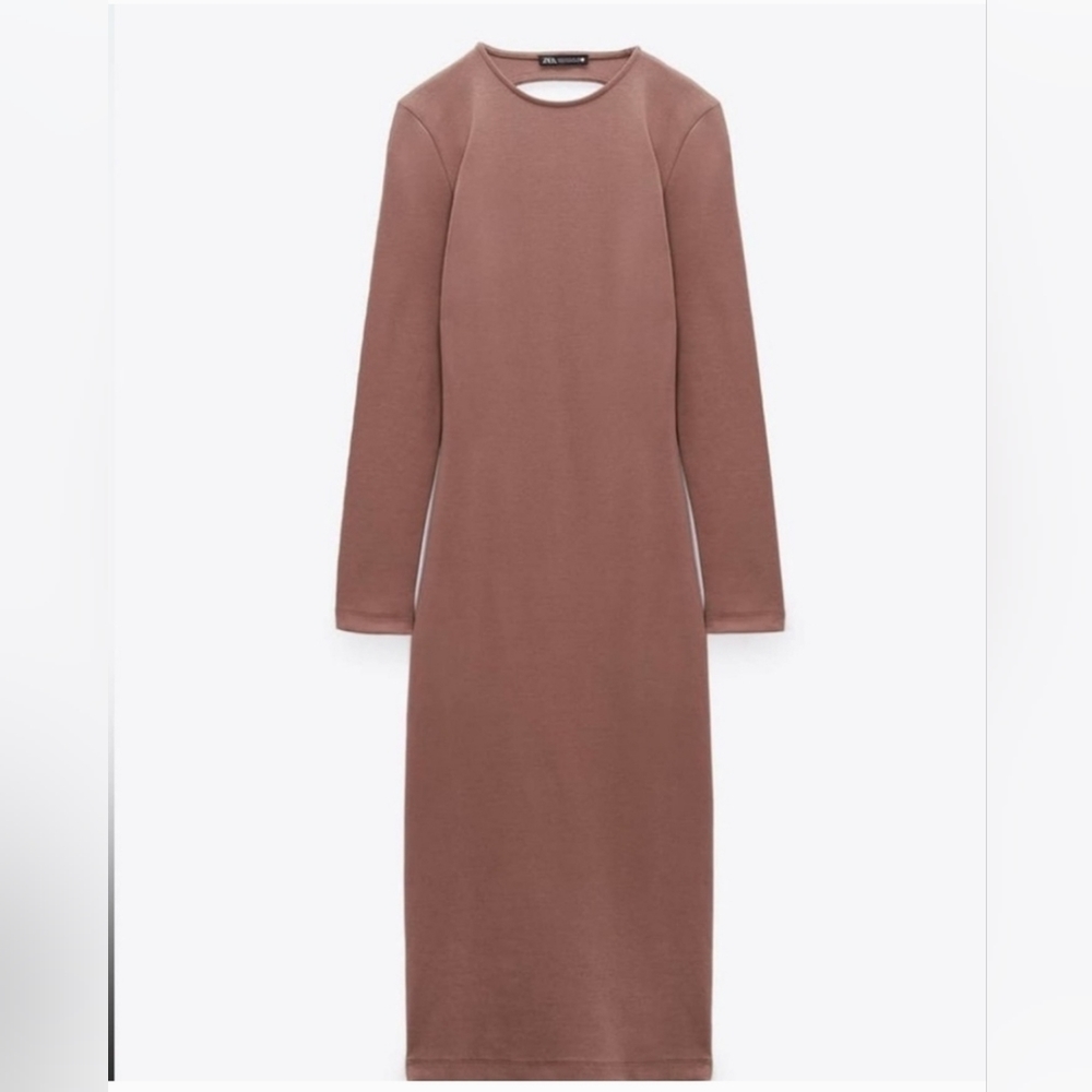 ZARA - Open Back Dress - L - Terracotta